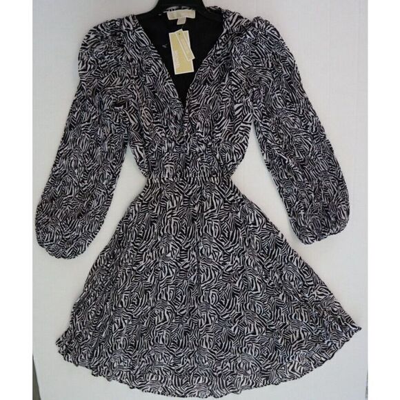 MICHAEL Michael Kors MR381F17N8 Women's Sz XS Zebra Print Cutout Dress - Picture 1 of 14